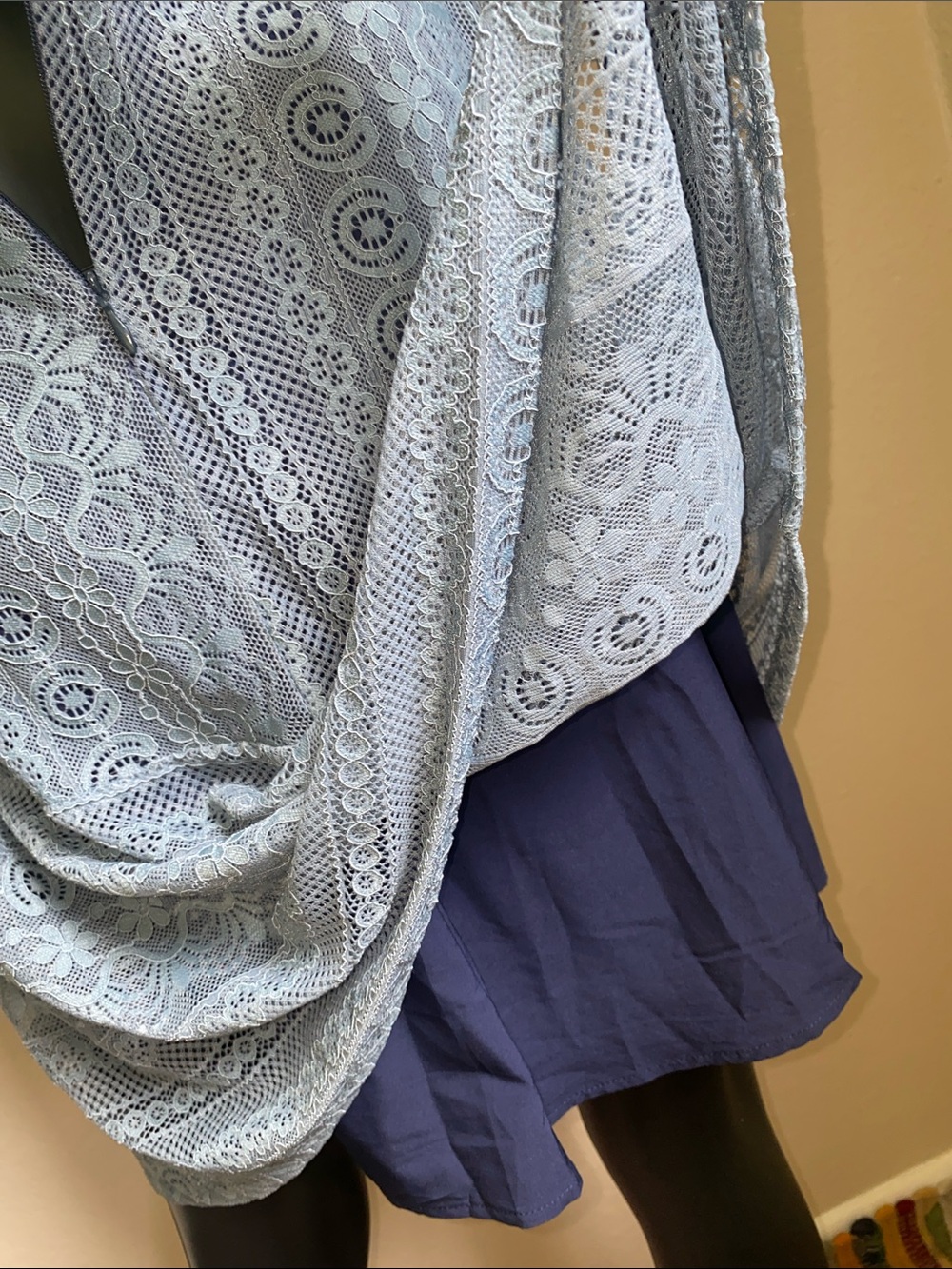 Skies Are Blue Lace Midi Dress in Dusty Blue - Picture 11 of 13